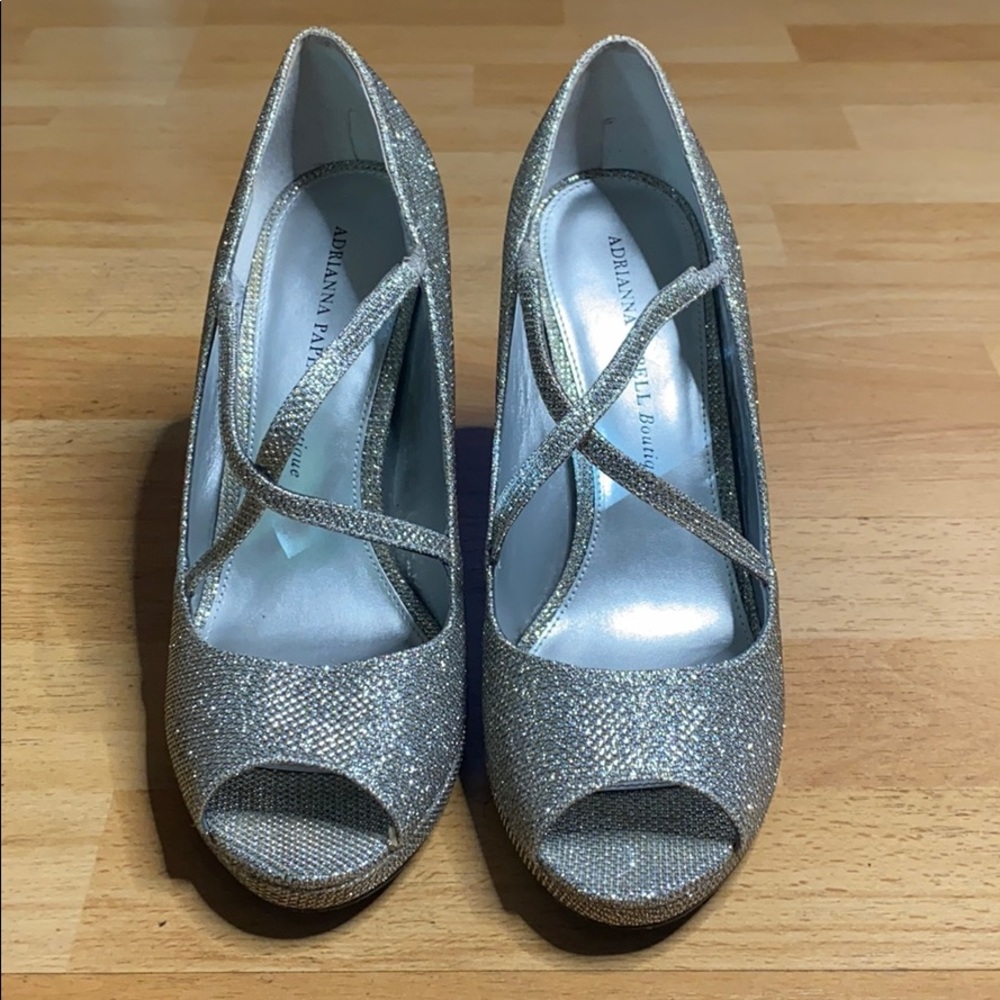 Adrianna Papell Silver strap pumps